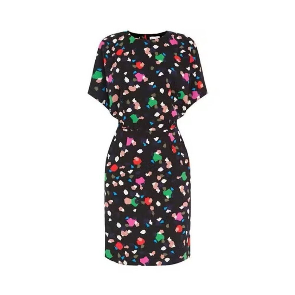 ** Warehouse Black/ Multi Geo Party Print Dress Size UK 10/ US 6